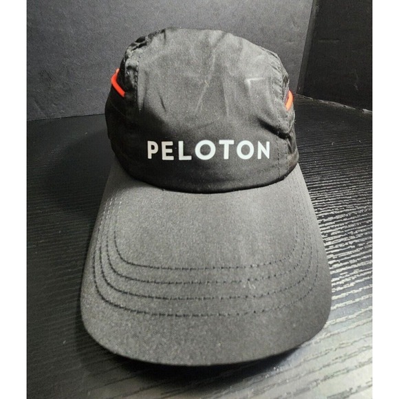 NEW Peloton Cycling Running Vented Nylon Strapback Hat Cap Black - Picture 1 of 5